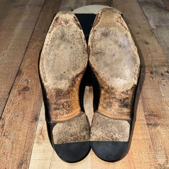 GUCCI 'Brogue' Men’s Sz 8 Black Leather Plain Toe Oxfords Italian Shoes - Picture 13 of 15